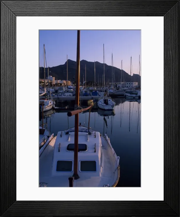 Framed Print : Sailing yachts at dawn in the marina at Port de Pollensa Framed Print : Sailing yachts at dawn in the marina at Port de Pollensa