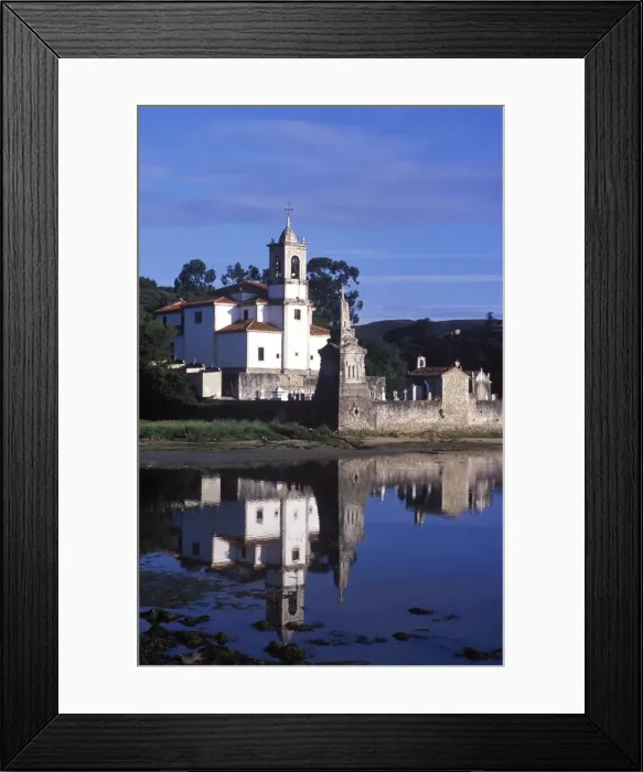 Framed Print : Niembro Church sits on the shore of a quiet inlet on the Asturian coast Framed Print : Niembro Church sits on the shore of a quiet inlet on the Asturian coast