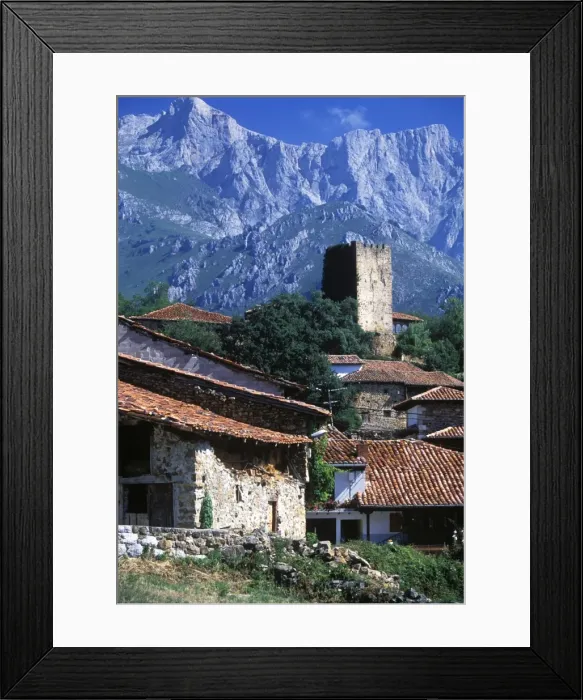 Framed Print : Houses and tower in Mogrovejo village Framed Print : Houses and tower in Mogrovejo village