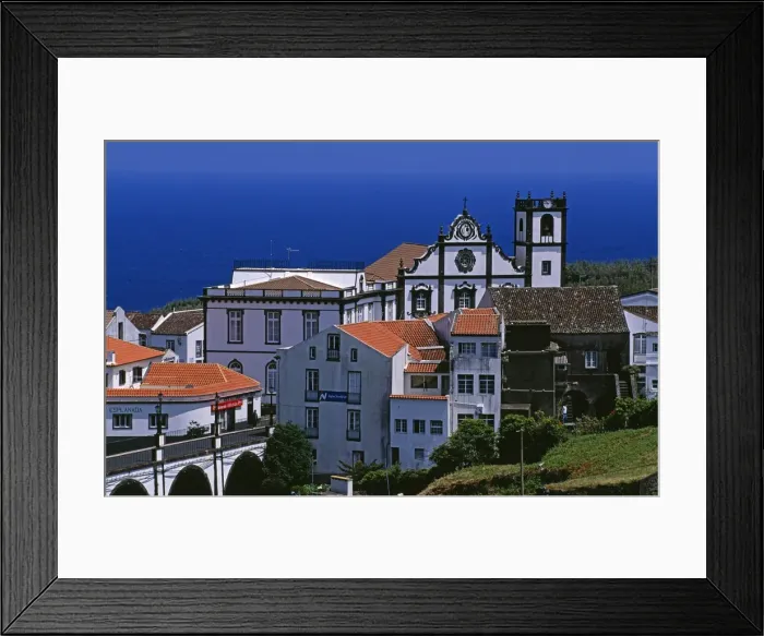 Framed Print : Church tower dominates the town of Nordeste on the island of Sao Miguel, Azores Framed Print : Church tower dominates the town of Nordeste on the island of Sao Miguel, Azores