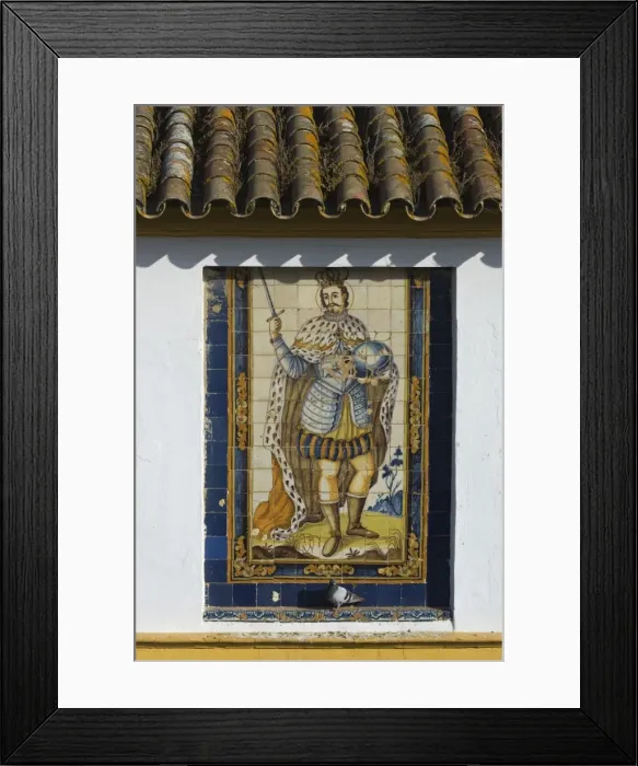 Framed Print : Mural of one of the historic Spanish kings made from Framed Print : Mural of one of the historic Spanish kings made from