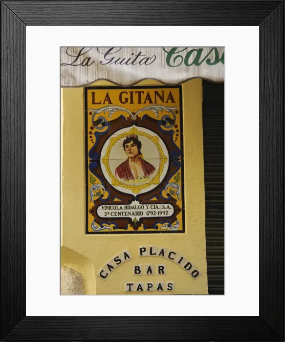 Framed Print : Painted ceramic mural at the entrance to a tapas bar Framed Print : Painted ceramic mural at the entrance to a tapas bar