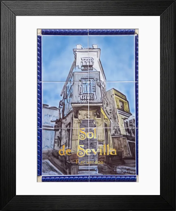 Framed Print : Detail of a mural made of painted ceramic tiles on Framed Print : Detail of a mural made of painted ceramic tiles on