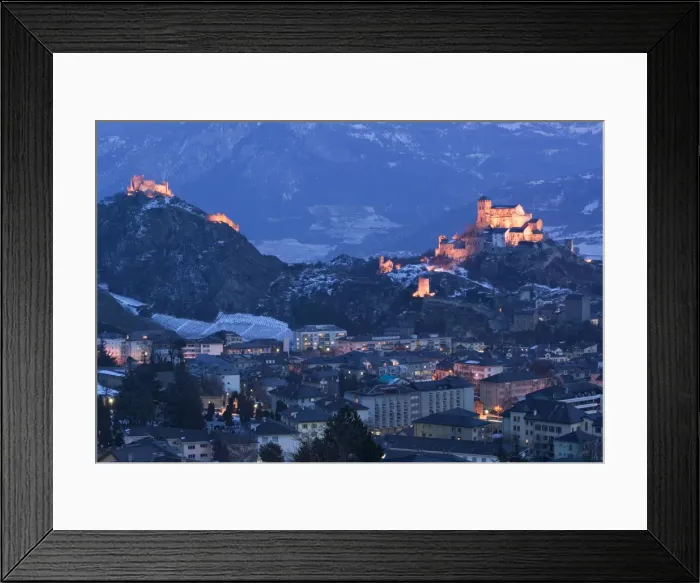 Framed Print : Chateau de Tourbillon & Basilique de Valere Framed Print : Chateau de Tourbillon & Basilique de Valere