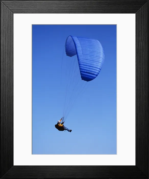 Framed Print : Paraglider in Weymouth Devon Framed Print : Paraglider in Weymouth Devon