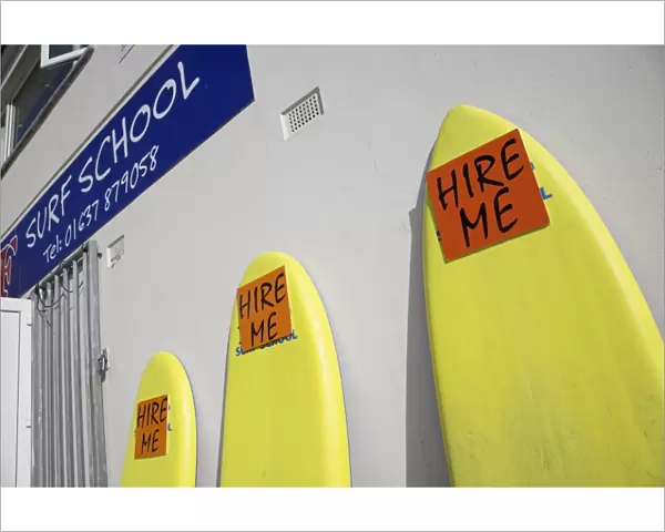 Surf boards for hire on Great Western Beach in Newquay
