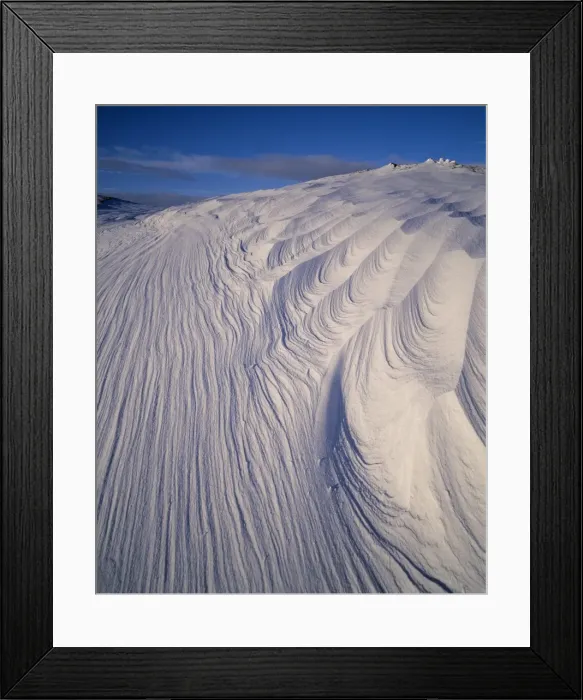 Framed Print : Patterns etched into the snow by the wind on Ben Chaorach Framed Print : Patterns etched into the snow by the wind on Ben Chaorach