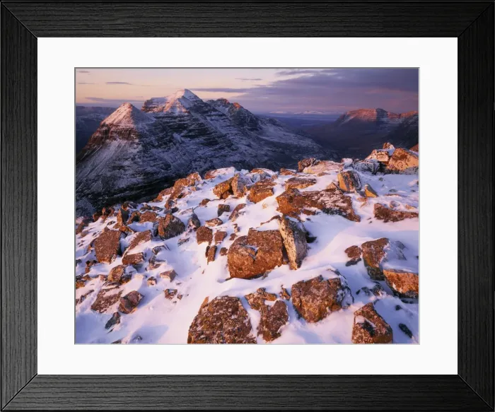 Framed Print : Dawn on Ben Eighe looking towards Liatach Framed Print : Dawn on Ben Eighe looking towards Liatach