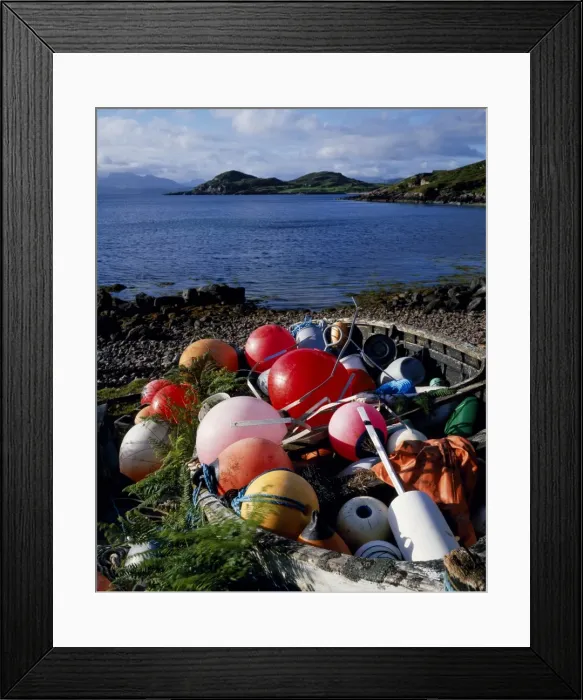 Framed Print : Buoys in a boat in Inverasdale Framed Print : Buoys in a boat in Inverasdale