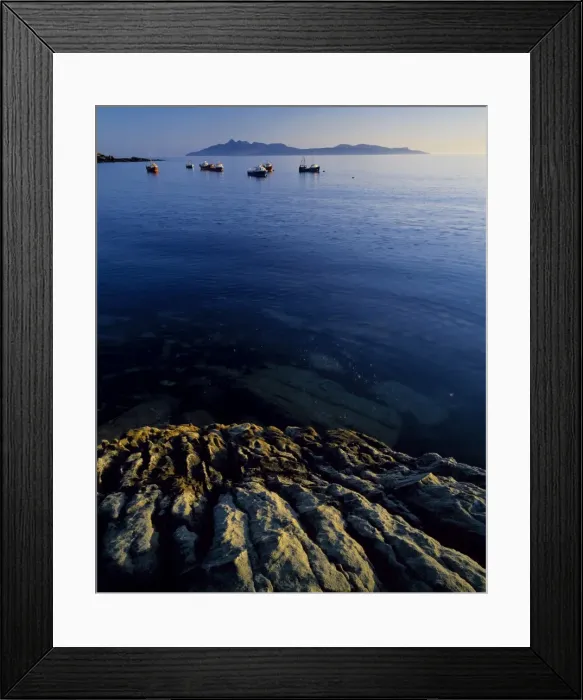 Framed Print : Fishing boats rest at anchor on a still evening Framed Print : Fishing boats rest at anchor on a still evening