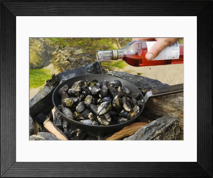 Framed Print : Cooking mussels at a beach barbecue on Colonsay Framed Print : Cooking mussels at a beach barbecue on Colonsay