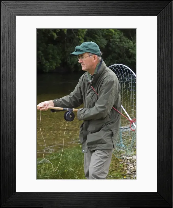 Framed Print : A salmon fisherman fly fishing the Oak Tree Pool on Framed Print : A salmon fisherman fly fishing the Oak Tree Pool on