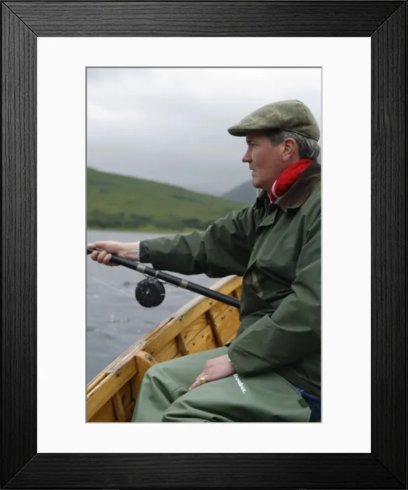 Framed Print : A fisherman dapping for salmon and sea trout on Loch Ba Framed Print : A fisherman dapping for salmon and sea trout on Loch Ba