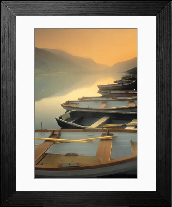 Framed Print : Boats on lake
