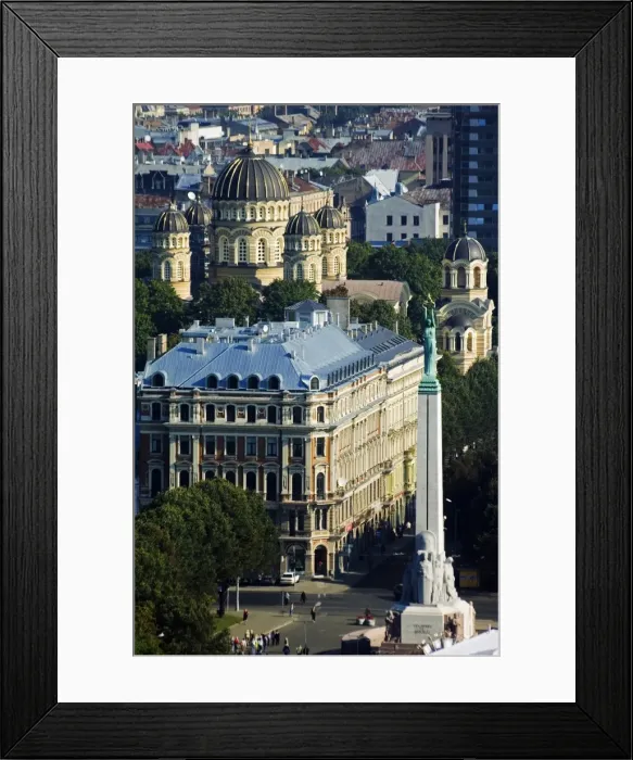 Framed Print : Aerial View of the Liberty Monument of Milda with the three stars