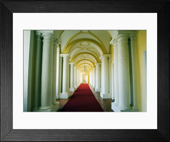 Framed Print : Ornate interior corridor of the baroque style Rundales Palace