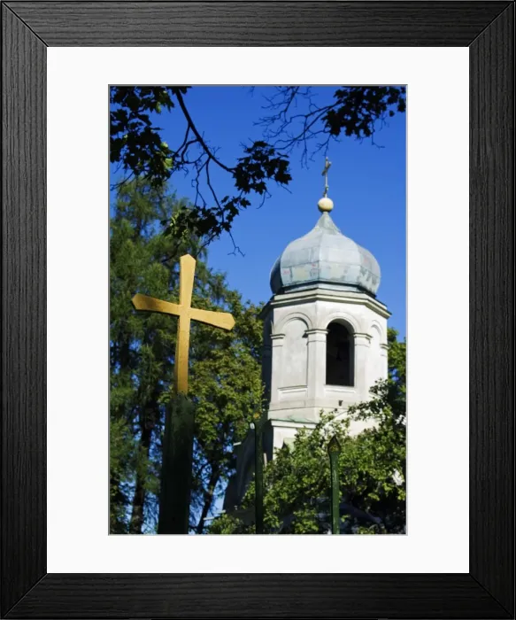 Framed Print : Cross on Gate of Orthodox Church, Cesis Framed Print : Cross on Gate of Orthodox Church, Cesis