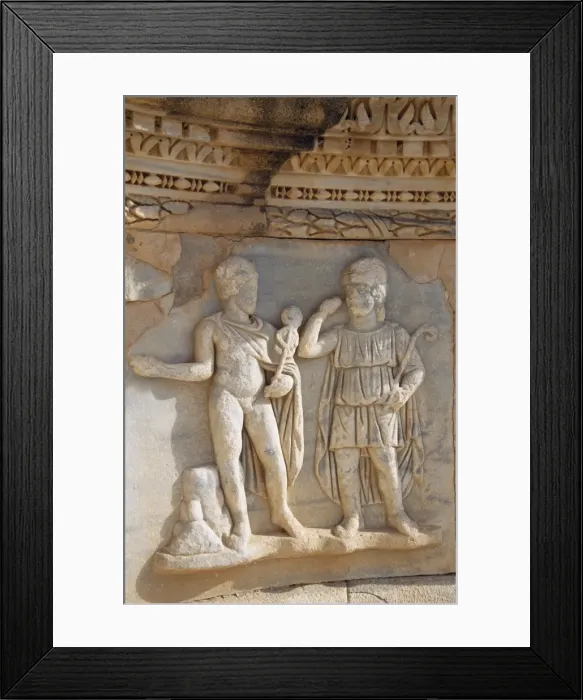 Framed Print : Detail of carving of Judgement of Paris on one of Framed Print : Detail of carving of Judgement of Paris on one of