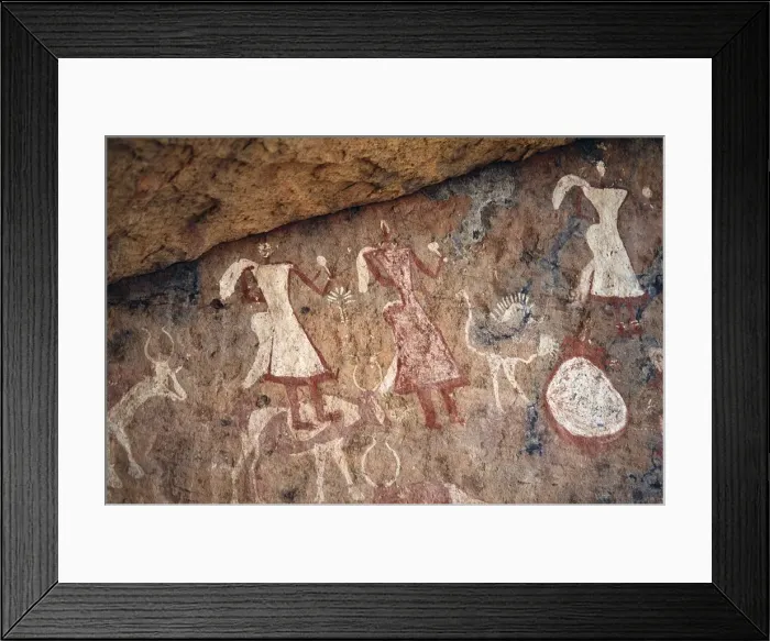 Framed Print : Superb rock painting in the Jebel Acacus in the Libyan Framed Print : Superb rock painting in the Jebel Acacus in the Libyan