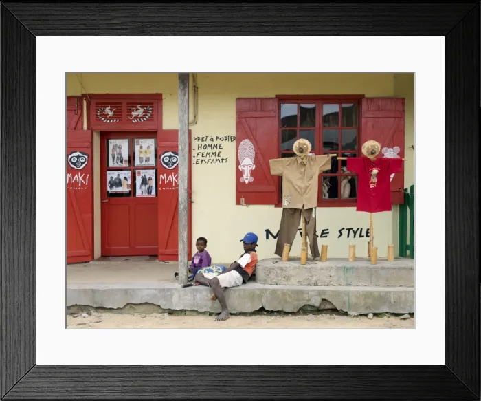 Framed Print : A brightly-painted shop near the entrance to Isalo