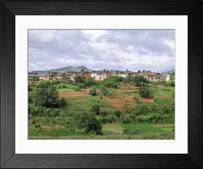 Framed Print : An attractive Malagasy village of the Betsileo people