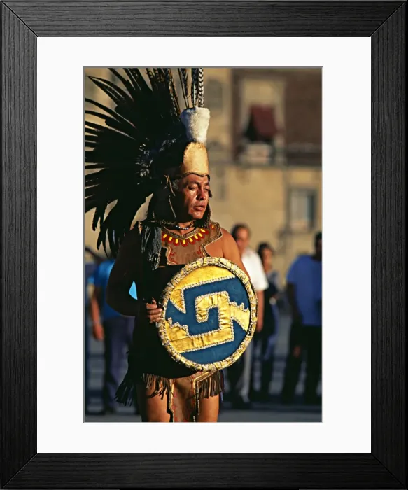 Framed Print : Dancer in Aztec costume performing in Constitution Framed Print : Dancer in Aztec costume performing in Constitution