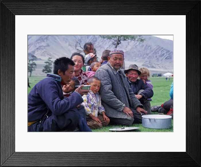 Framed Print : Mongolia, Khovd (also spelt Hovd) aimag (region), locals drinking tea