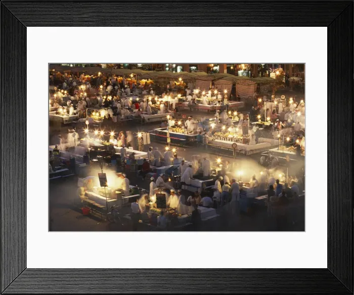 Framed Print : Eateries operate from dusk until late at the Djemaa el Fnaa Framed Print : Eateries operate from dusk until late at the Djemaa el Fnaa