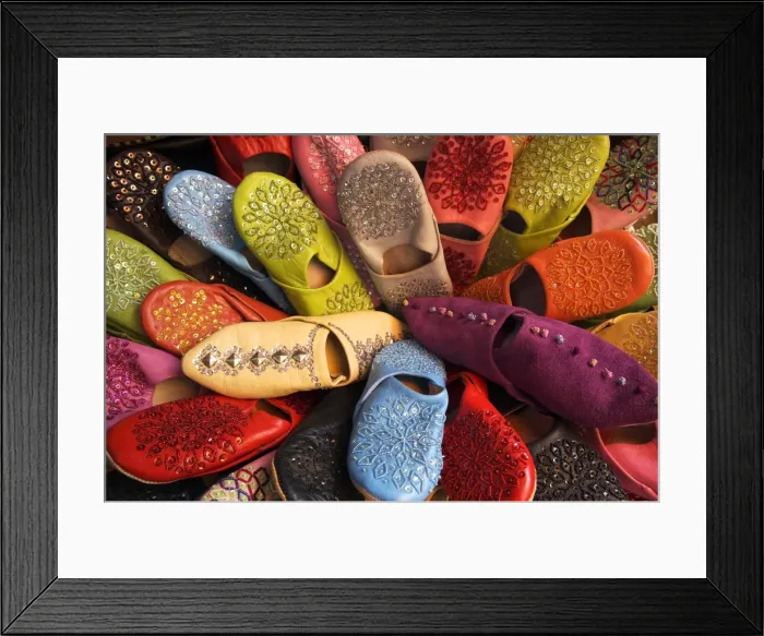 Framed Print : Brightly coloured moroccan slippers Framed Print : Brightly coloured moroccan slippers