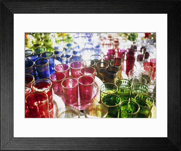 Framed Print : MOROCCO, Marrakesh Colourful Moroccan glassware in the souqs of Marrakesh Framed Print : MOROCCO, Marrakesh Colourful Moroccan glassware in the souqs of Marrakesh