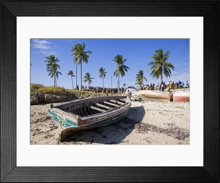 Framed Print : A fishing boat on the beach at Ilha do Mozambique