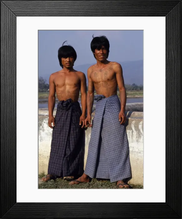 Framed Print : Portrait of local village men showing their elaborate tattoos Framed Print : Portrait of local village men showing their elaborate tattoos