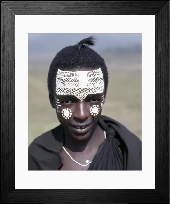 Framed Print : Msai youth with decorated face Framed Print : Msai youth with decorated face