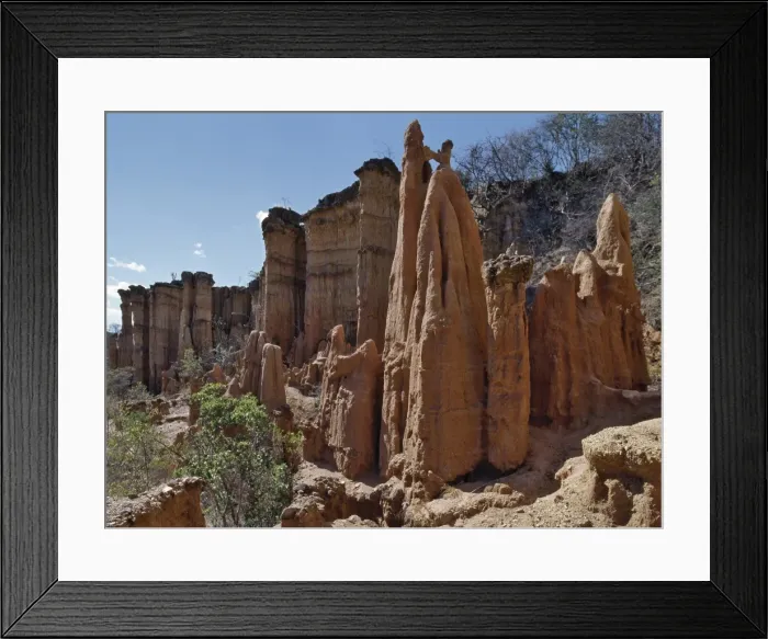 Framed Print : Beautiful earth and stone pillars fashioned by centuries of weathering