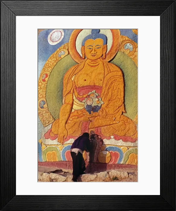 Framed Print : A monk bows before an image of a deity, Sera Monastery Framed Print : A monk bows before an image of a deity, Sera Monastery