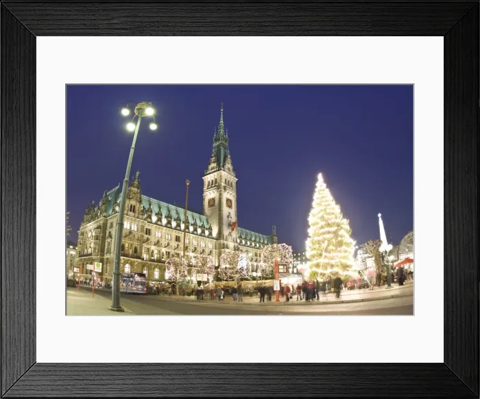 Framed Print : Christmas Market, Rathaus, Hamburg, State of Hamburg, Germany