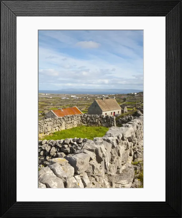 Framed Print : Traditional Thatched Roof Cottage, Inisheer, Aran Islands, Co Framed Print : Traditional Thatched Roof Cottage, Inisheer, Aran Islands, Co