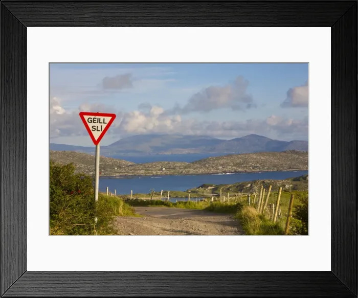 Framed Print : Traffic sign, Iveragh Peninsula, Ring of Kerry, Co. Kerry, Ireland Framed Print : Traffic sign, Iveragh Peninsula, Ring of Kerry, Co. Kerry, Ireland