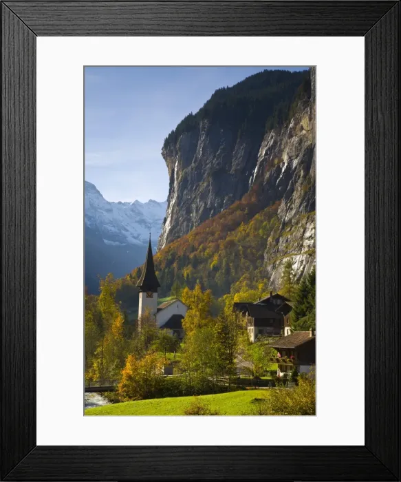 Framed Print : Lauterbrunnen Church, Berner Oberland, Switzerland Framed Print : Lauterbrunnen Church, Berner Oberland, Switzerland