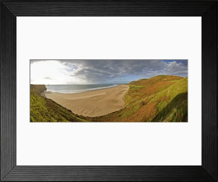 Framed Print : UK, Wales, Glamorgan, Gower Peninsula, Rhossilli Bay