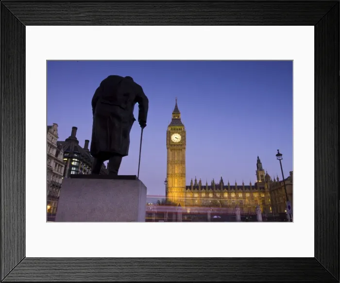 Framed Print : Winston Churchill Statue, Big Ben, Houses of Parliamant, London, England Framed Print : Winston Churchill Statue, Big Ben, Houses of Parliamant, London, England