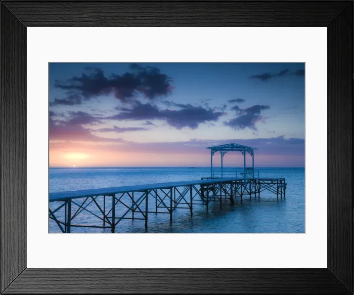 Framed Print : Mauritius, Western Mauritius, Le Morne Peninsula, pier at the Dinarobin Hotel, dusk Framed Print : Mauritius, Western Mauritius, Le Morne Peninsula, pier at the Dinarobin Hotel, dusk