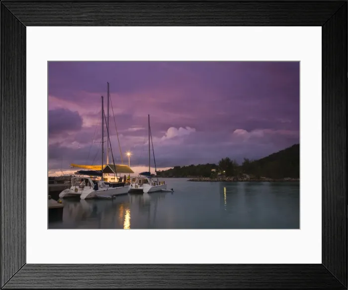 Framed Print : Seychelles, La Digue Island, La Passe, harborview, dusk Framed Print : Seychelles, La Digue Island, La Passe, harborview, dusk