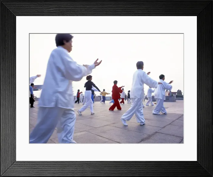 Framed Print : Tai Chi on The Bund, Shanghai, China Framed Print : Tai Chi on The Bund, Shanghai, China