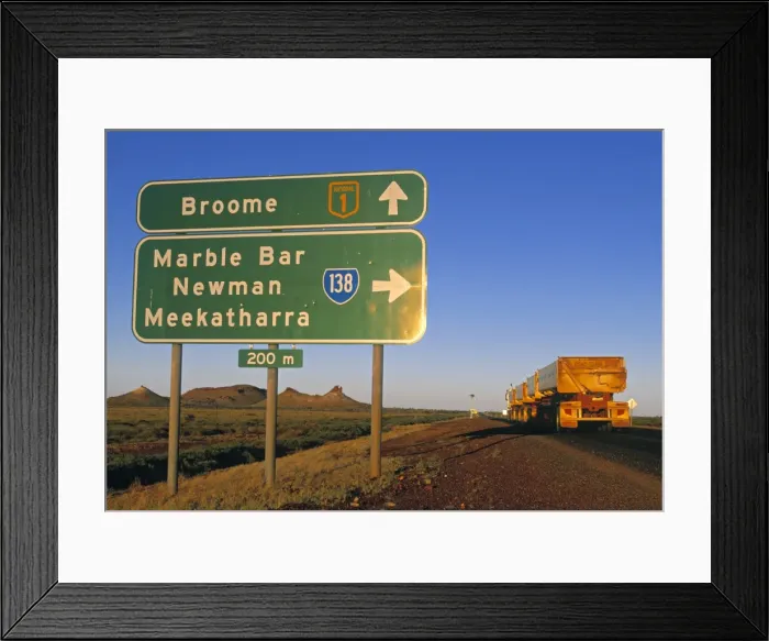 Framed Print : Road Sign, Western Australia, Australia Framed Print : Road Sign, Western Australia, Australia