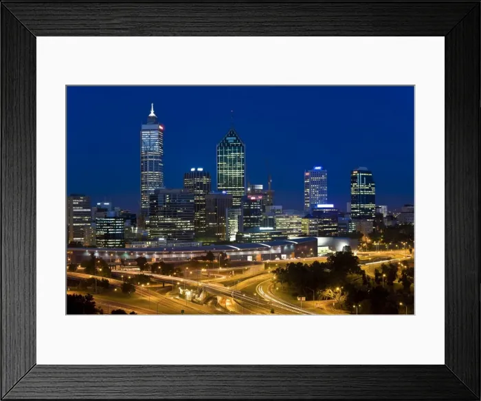 Framed Print : View of the Perth Central Business District skyline from Kings Park, Western Australia, Australia Framed Print : View of the Perth Central Business District skyline from Kings Park, Western Australia, Australia