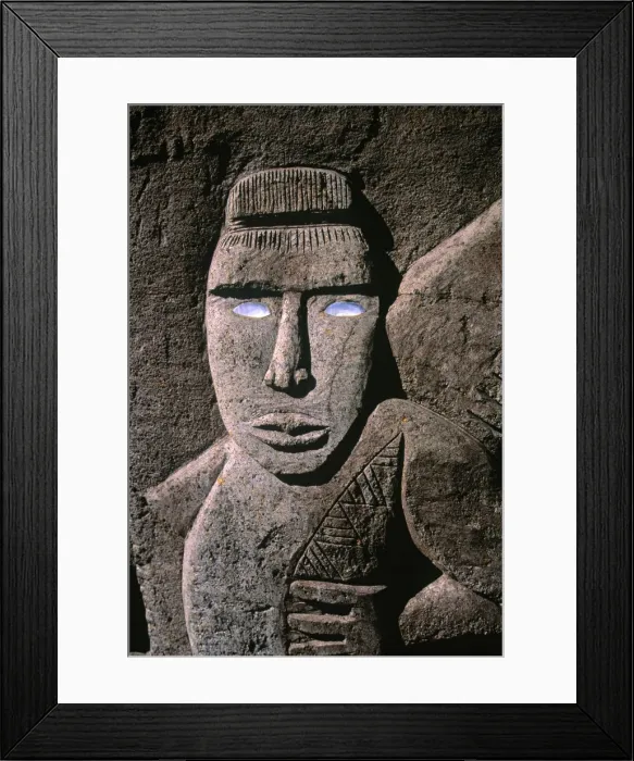 Framed Print : Traditional stone carving, Rarotonga, Cook Islands