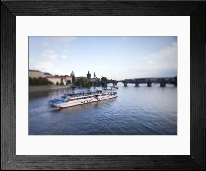 Framed Print : Tour boat on Vltava river Framed Print : Tour boat on Vltava river