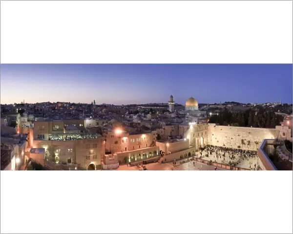 Wailing Wall  /  Western Wall, Dome of The Rock Mosque and panoramic view of the old city of Jerusalem