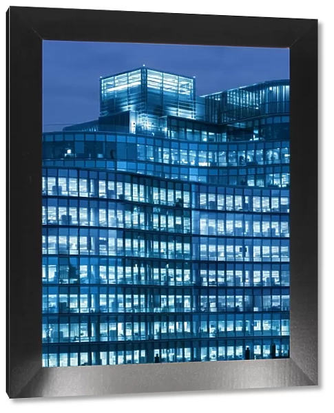 Blue office building, Seaport District, Boston, Massachusetts